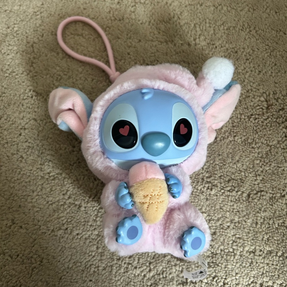 Disney Stitch Plush Keychain Pink Outfit Miniso Cute Kawaii Gift